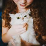 Bambina con gatto, animali domestici, asma e allergie