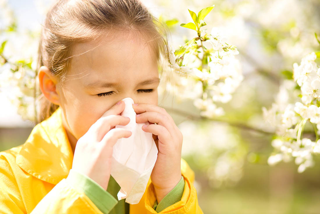 Bimba grande si soffia il naso - allergia malattie respiratorie